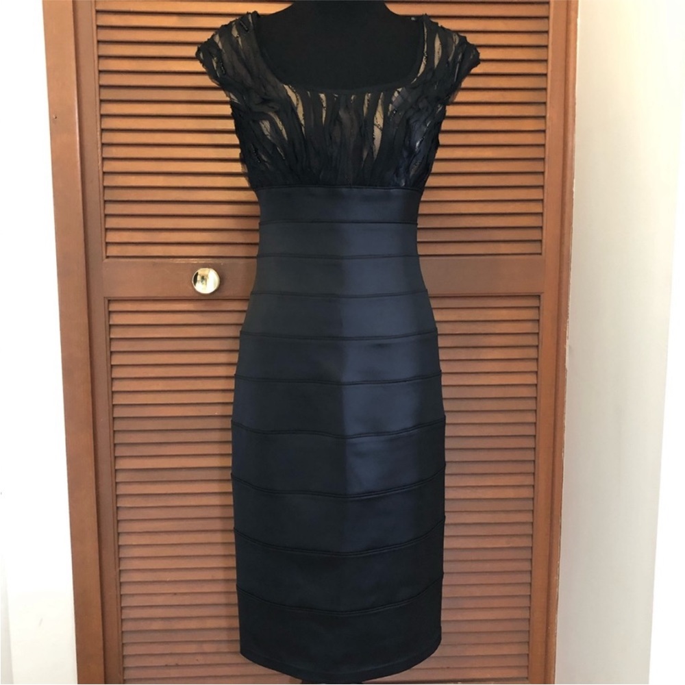 Tadashi Shoji Black Cocktail Formal or Semi-Formal Dress Size 2 but fits Size 4